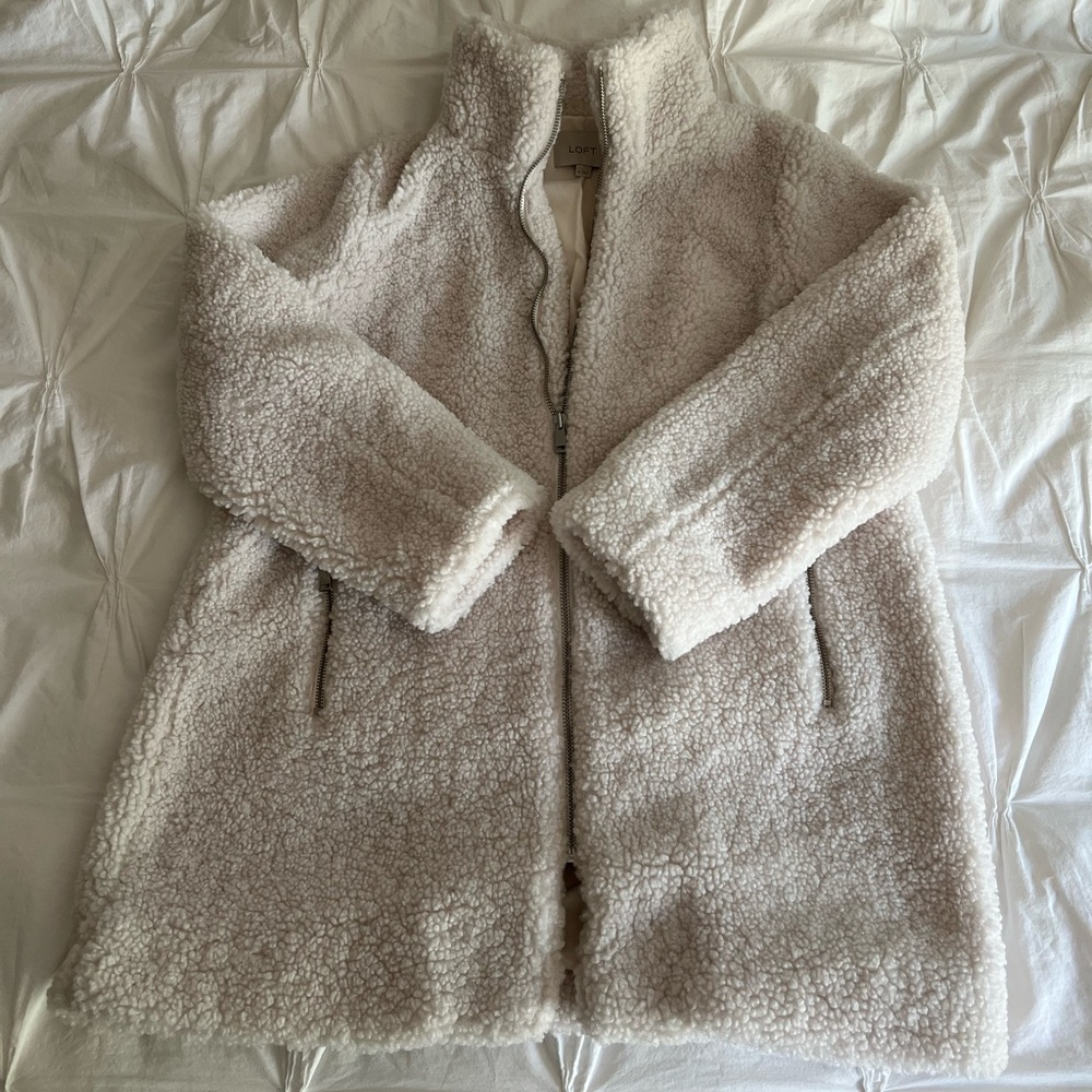 Final Price - LOFT Cream Sherpa Jacket - Picture 4 of 7
